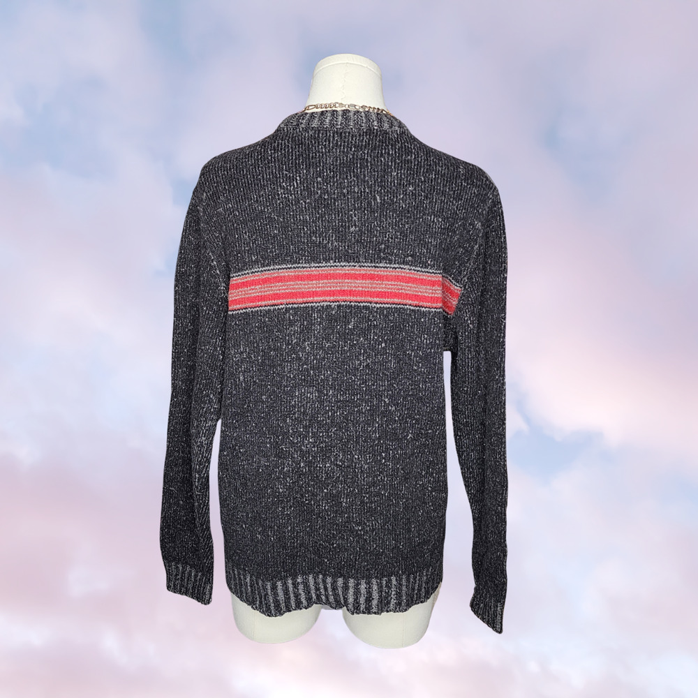 Vtg Transnine Y2k Dark Gray Wool Cotton Red Stripe Grunge Skate Sweater Sz M - Picture 4 of 5